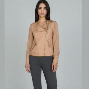 Sanctuary Moto Draped Front Jacket Peach Large